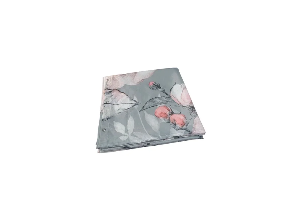 Beautiful Gray & Pink Watercolor Shower Curtain Floral Design Roses 70x70